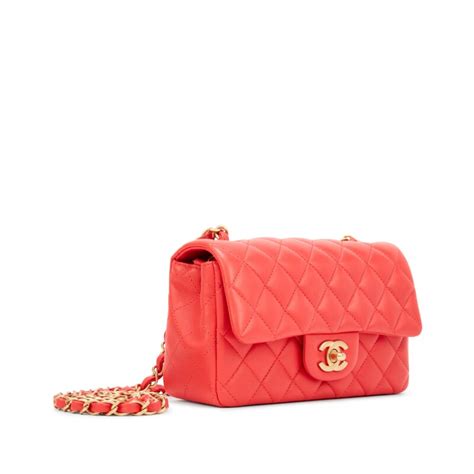 chanel coral bag quilted|Chanel lambskin bag.